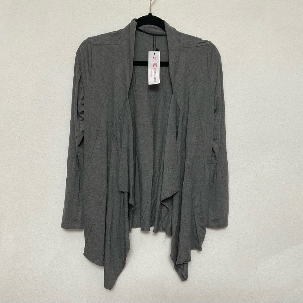 NWT Urban Coco Light Grey Open Front Cardigam Size Medium Layer Modest Neutral